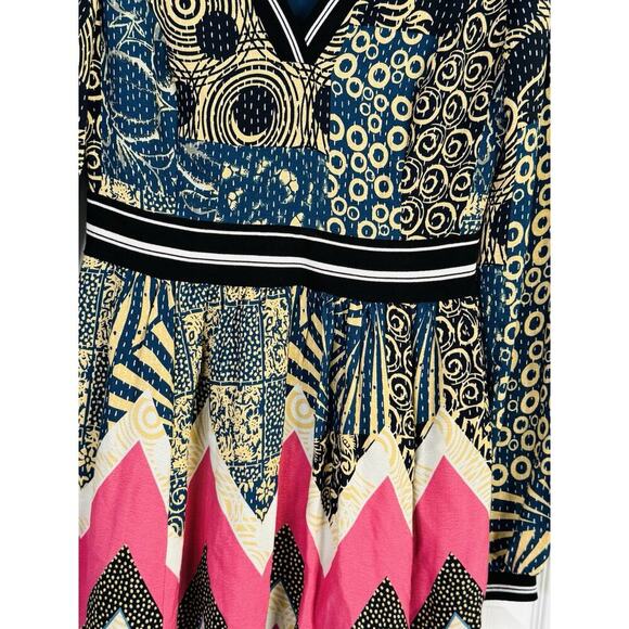 Maeve/Anthropologie Sporty Chevron Dress size 6 Long Sleeve Fit And Flare - Picture 8 of 10